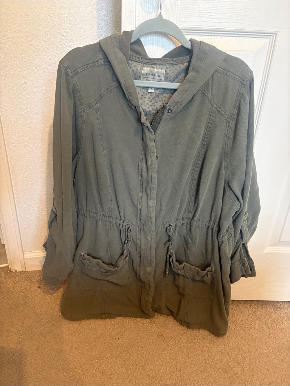 Torrid Olive Green Hooded Drawstring Jacket